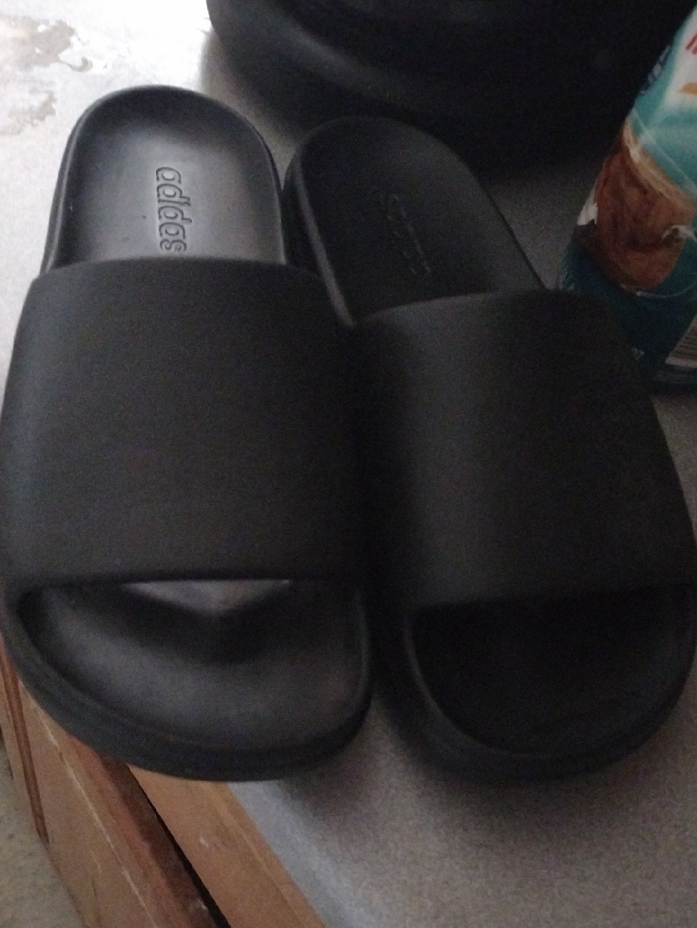 adidas Black Slide Sandals with Wide Straps